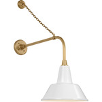 Academy Outdoor Anchored Rex Bowers Shade Wall Light - Hand-Rubbed Antique Brass / White