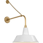 Academy Outdoor Anchored Rex Bowers Shade Wall Light - Hand-Rubbed Antique Brass / White