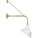 Academy Outdoor Anchored Rex Tilted Bowers Shade Wall Light - Hand-Rubbed Antique Brass / White