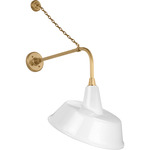 Academy Outdoor Anchored Rex Tilted Bowers Shade Wall Light - Hand-Rubbed Antique Brass / White