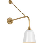 Academy Outdoor Anchored Rex Sm Rockhouse Shade Wall Light - Hand-Rubbed Antique Brass / White