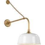 Academy Outdoor Anchored Rex Rockhouse Shade Wall Light - Hand-Rubbed Antique Brass / White