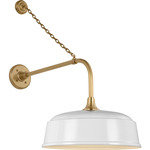 Academy Outdoor Anchored Rex Rockhouse Shade Wall Light - Hand-Rubbed Antique Brass / White