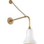 Academy Outdoor Anchored Rex Savannah Shade Wall Light - Hand-Rubbed Antique Brass / White