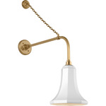 Academy Outdoor Anchored Rex Savannah Shade Wall Light - Hand-Rubbed Antique Brass / White