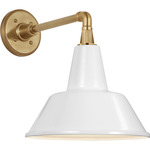 Academy Outdoor Mack Barn Bowers Shade Wall Light - Hand-Rubbed Antique Brass / White