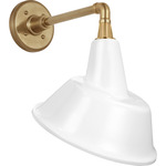 Academy Outdoor Mack Barn Tilt Bowers Shade Wall Light - Hand-Rubbed Antique Brass / White