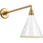 Academy Outdoor Mack Savannah Conical Wall Light - Hand-Rubbed Antique Brass / White