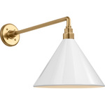 Academy Outdoor Mack Savannah Conical Wall Light - Hand-Rubbed Antique Brass / White