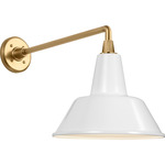Academy Outdoor Mack Bowers Shade Wall Light - Hand-Rubbed Antique Brass / White