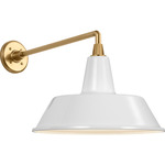 Academy Outdoor Mack Bowers Shade Wall Light - Hand-Rubbed Antique Brass / White