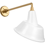 Academy Outdoor Mack Tilted Bowers Shade Wall Light - Hand-Rubbed Antique Brass / White