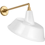 Academy Outdoor Mack Tilted Bowers Shade Wall Light - Hand-Rubbed Antique Brass / White