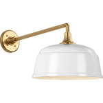 Academy Outdoor Mack Rockhouse Shade Wall Light - Hand-Rubbed Antique Brass / White