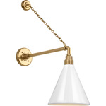 Academy Outdoor Anchored Mack Savannah Conical Wall Light - Hand-Rubbed Antique Brass / White