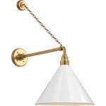 Academy Outdoor Anchored Mack Savannah Conical Wall Light - Hand-Rubbed Antique Brass / White