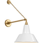 Academy Outdoor Anchored Mack Bowers Shade Wall Light - Hand-Rubbed Antique Brass / White