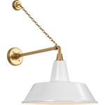 Academy Outdoor Anchored Mack Bowers Shade Wall Light - Hand-Rubbed Antique Brass / White