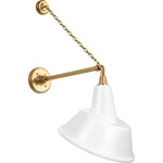 Academy Outdoor Anchored Mack Tilted Bowers Shade Wall Light - Hand-Rubbed Antique Brass / White