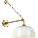 Academy Outdoor Anchored Mack Rockhouse Shade Wall Light - Hand-Rubbed Antique Brass / White