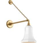 Academy Outdoor Anchored Mack Savannah Shade Wall Light - Hand-Rubbed Antique Brass / White