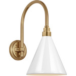 Academy Outdoor Arched 16in Mack Savannah Conical Wall Light - Hand-Rubbed Antique Brass / White
