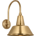 Academy Outdoor Arched 16in Mack Bowers Shade Wall Light - Hand-Rubbed Antique Brass