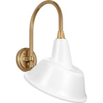 Academy Outdoor Arched 16 Mack Tilt Bowers Shade Wall Light - Hand-Rubbed Antique Brass / White