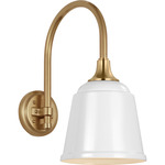 Academy Outdoor Arched 16 Mack Sm Rockhouse Wall Light - Hand-Rubbed Antique Brass / White