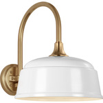 Academy Outdoor Arched 16in Mack Rockhouse Shade Wall Light - Hand-Rubbed Antique Brass / White