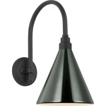 Academy Outdoor Arched 16in Mack Savannah Conical Wall Light - Matte Black / Green