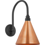 Academy Outdoor Arched 16in Mack Savannah Conical Wall Light - Matte Black / Soft Copper