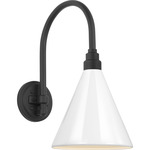 Academy Outdoor Arched 16in Mack Savannah Conical Wall Light - Matte Black / White