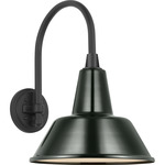 Academy Outdoor Arched 16in Mack Bowers Shade Wall Light - Matte Black / Green