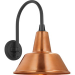 Academy Outdoor Arched 16in Mack Bowers Shade Wall Light - Matte Black / Soft Copper