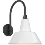 Academy Outdoor Arched 16in Mack Bowers Shade Wall Light - Matte Black / White