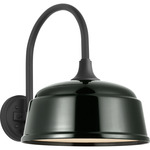 Academy Outdoor Arched 16in Mack Rockhouse Shade Wall Light - Matte Black / Green