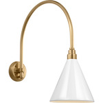 Academy Outdoor Arched Mack Savannah Conical Wall Light - Hand-Rubbed Antique Brass / White