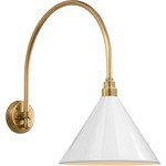 Academy Outdoor Arched Mack Savannah Conical Wall Light - Hand-Rubbed Antique Brass / White