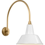 Academy Outdoor Arched Mack Bowers Shade Wall Light - Hand-Rubbed Antique Brass / White