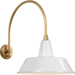 Academy Outdoor Arched Mack Bowers Shade Wall Light - Hand-Rubbed Antique Brass / White