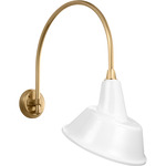 Academy Outdoor Arched Mack Tilted Bowers Shade Wall Light - Hand-Rubbed Antique Brass / White