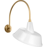 Academy Outdoor Arched Mack Tilted Bowers Shade Wall Light - Hand-Rubbed Antique Brass / White