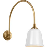 Academy Outdoor Arched Mack Sm Rockhouse Shade Wall Light - Hand-Rubbed Antique Brass / White