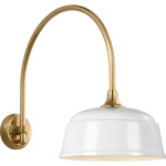 Academy Outdoor Arched Mack Rockhouse Shade Wall Light - Hand-Rubbed Antique Brass / White