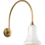 Academy Outdoor Arched Mack Savannah Shade Wall Light - Hand-Rubbed Antique Brass / White