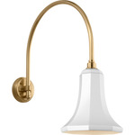 Academy Outdoor Arched Mack Savannah Shade Wall Light - Hand-Rubbed Antique Brass / White