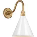 Academy Outdoor Flynn Barn Savannah Conical Wall Light - Hand-Rubbed Antique Brass / White