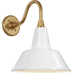 Academy Outdoor Flynn Barn Bowers Shade Wall Light - Hand-Rubbed Antique Brass / White