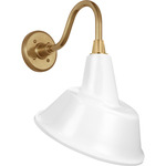 Academy Outdoor Flynn Barn Tilt Bowers Shade Wall Light - Hand-Rubbed Antique Brass / White